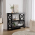 Oikiture 3-Tier Console Table X-Design Wooden Black