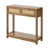 Oikiture Console Table 2 Drawer Hallway Display Shelf Oak