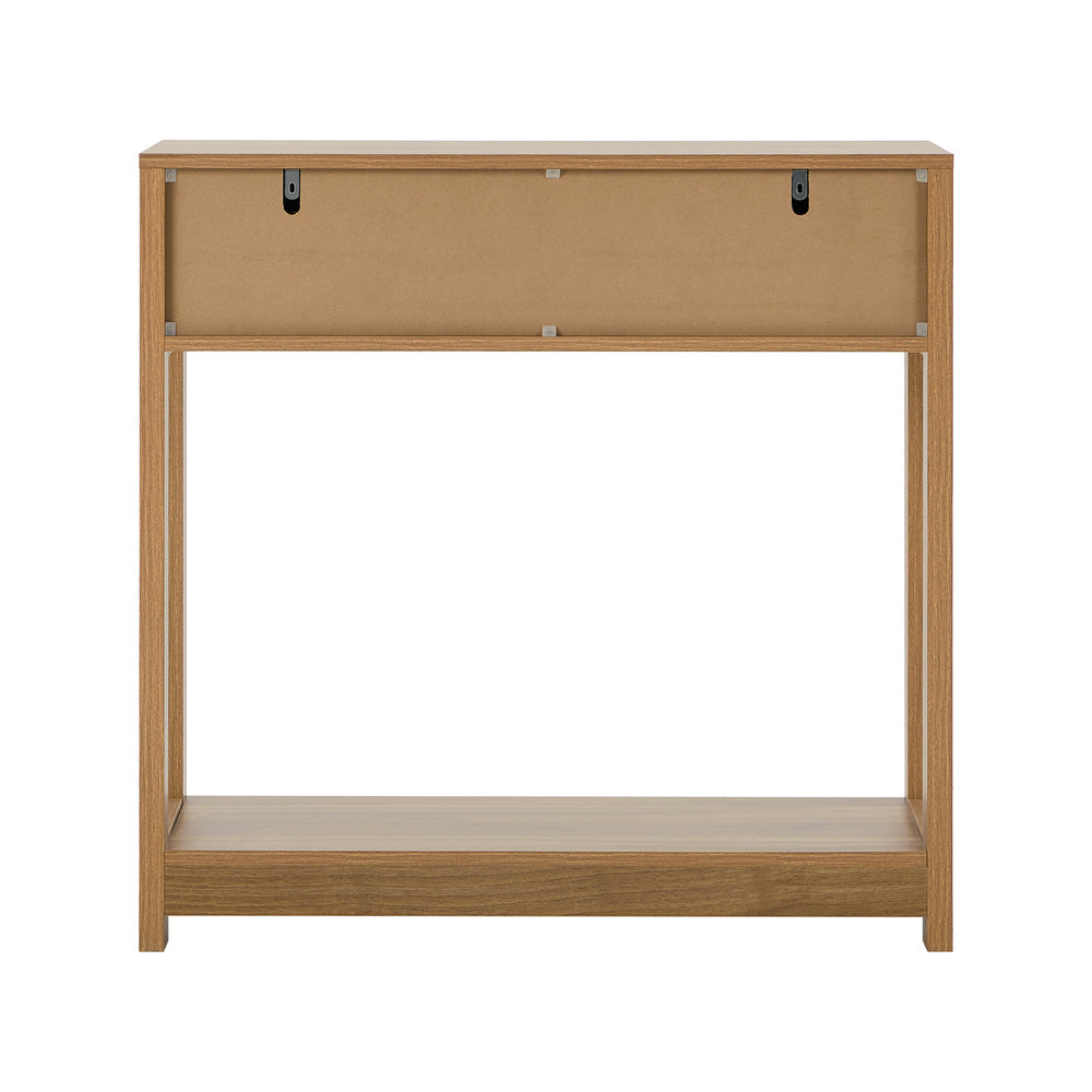 Oikiture Console Table 2 Drawer Hallway Display Shelf Oak