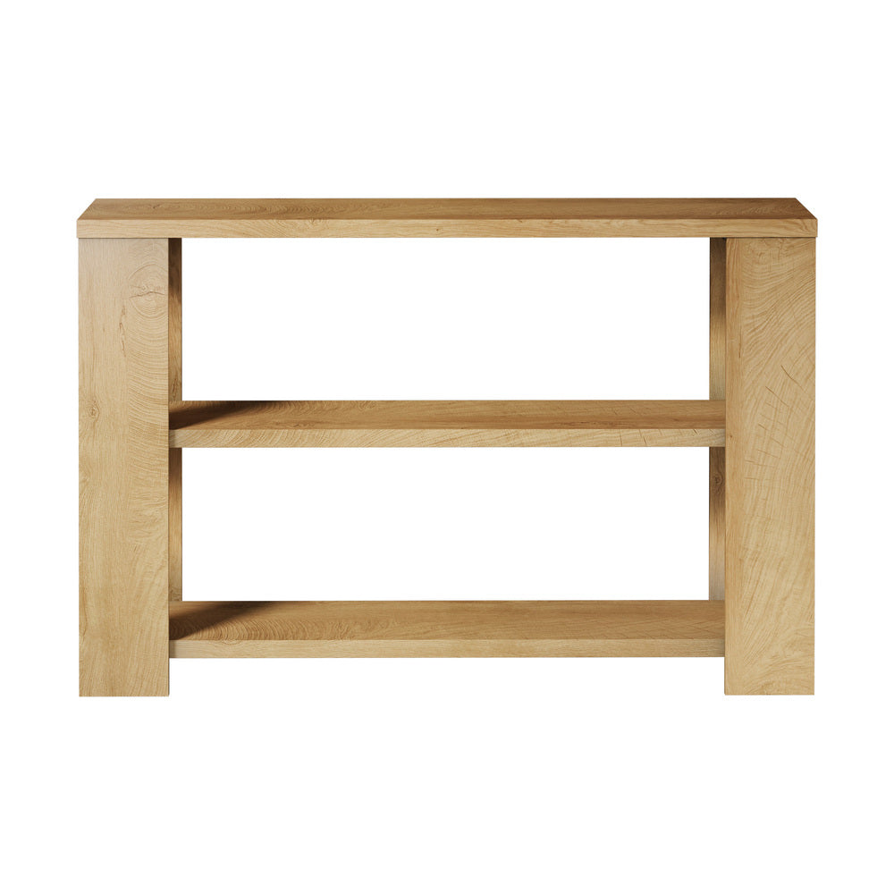 Oikiture Console Table 120cm 2 Open Shelves Entryway Hallway Hall Table Natural