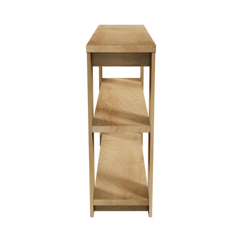 Oikiture Console Table 120cm 2 Open Shelves Entryway Hallway Hall Table Natural