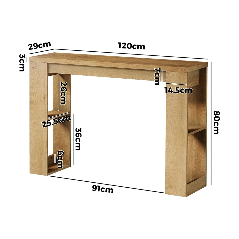 Oikiture Modern Console Table Display Shelf Entryway Decor Natural