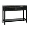 Console Table Black – 2 Drawers, Faux Rattan Fronts, Shelf, 100cm