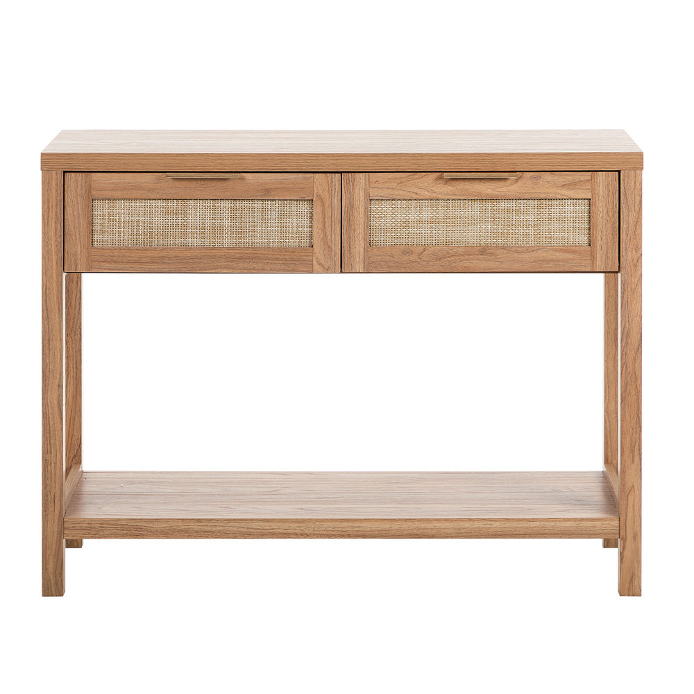 Console Table 2 Drawers Entry Table Display Shelf Natural