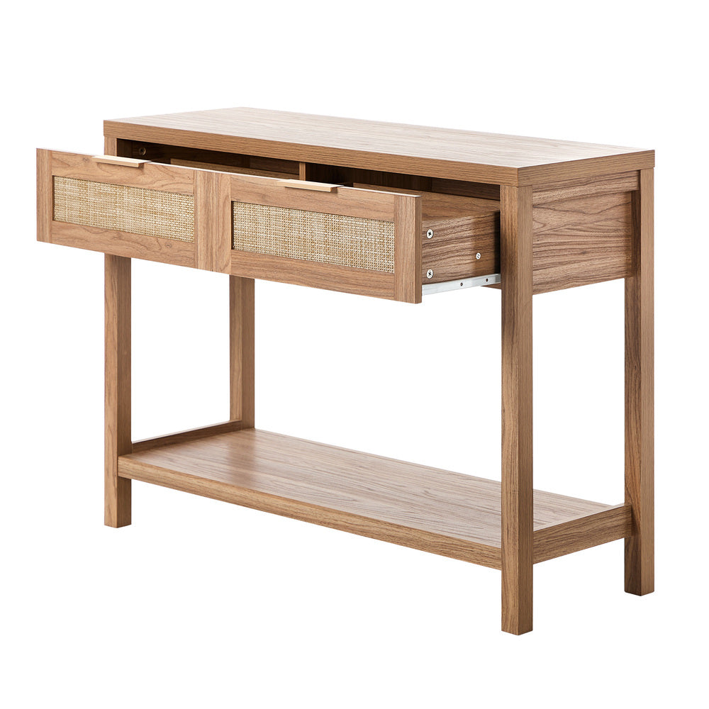 Console Table 2 Drawers Entry Table Display Shelf Natural