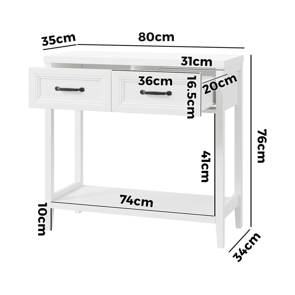 Oikiture Console Table 2 Drawers Hallway Entryway Furniture White