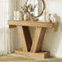 Oikiture Console Table Narrow Sofa Table V-Shape Storage Natural