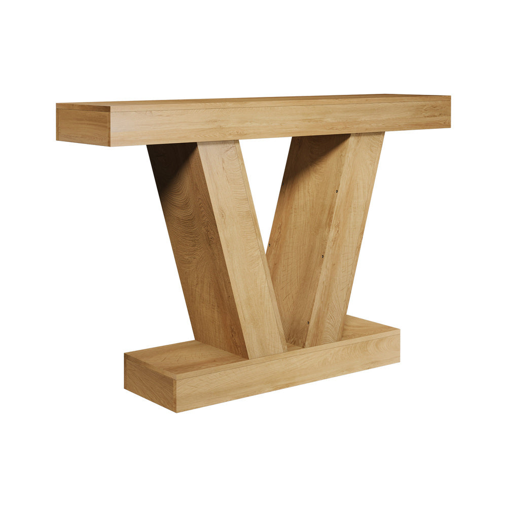 Oikiture Console Table Narrow Sofa Table V-Shape Storage Natural