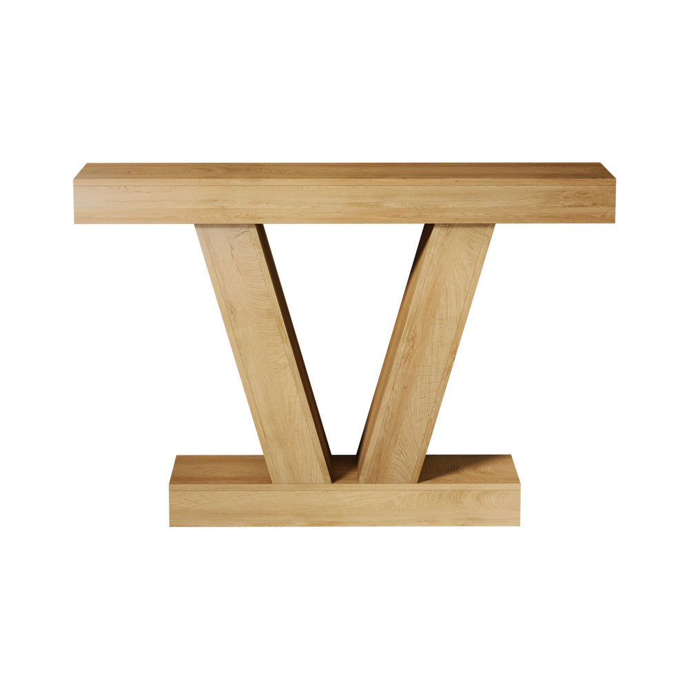 Oikiture Console Table Narrow Sofa Table V-Shape Storage Natural