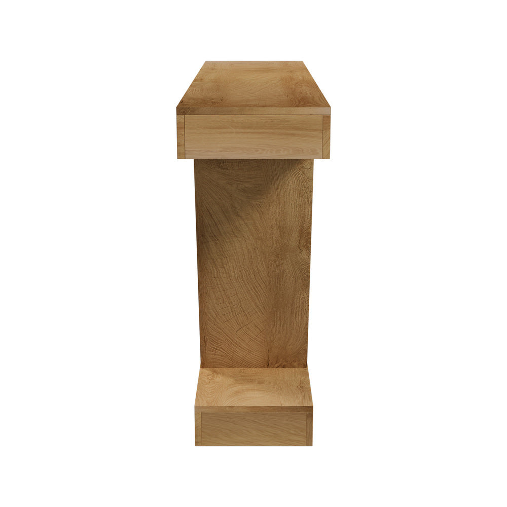 Oikiture Console Table Narrow Sofa Table V-Shape Storage Natural