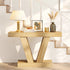 Oikiture Console Table Narrow Sofa Table V-Shape Storage Natural