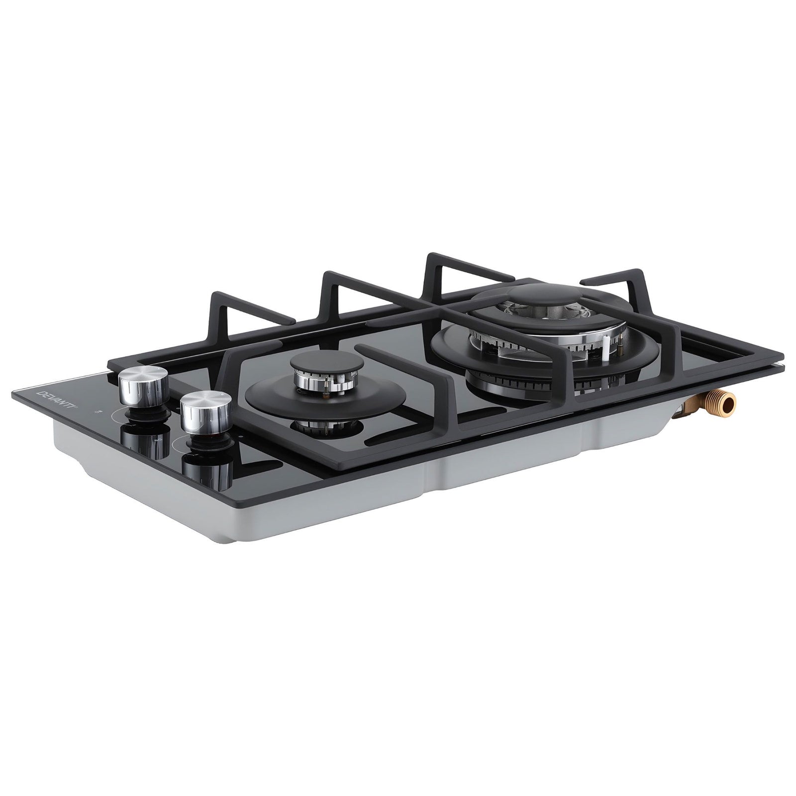 Gas Cooktop 30cm 2 Burner Built-in Stove Glass Cook Top NG LPG Wok Burner