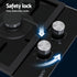 Gas Cooktop 30cm 2 Burner Built-in Stove Glass Cook Top NG LPG Wok Burner