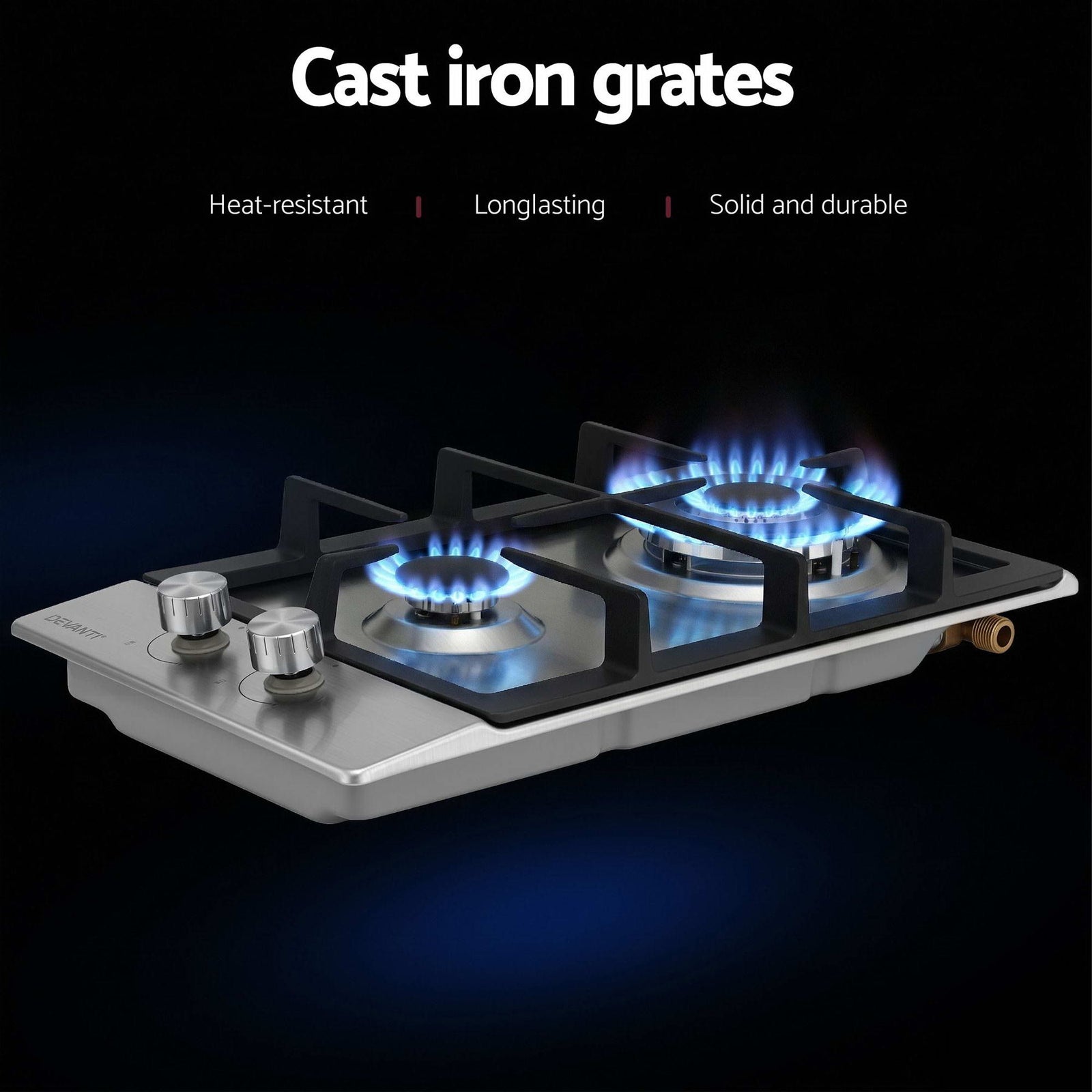 Gas Cooktop 30cm 2 Burner Silver