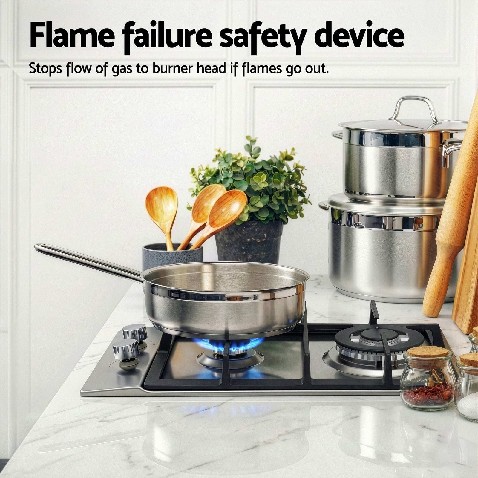 Gas Cooktop 30cm 2 Burner Silver