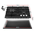 59cm Gas Cooktop 3 Burner Knob Control Glass Hob Cast Iron Black