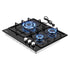 59cm Gas Cooktop 3 Burner Knob Control Glass Hob Cast Iron Black