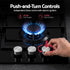 59cm Gas Cooktop 3 Burner Knob Control Glass Hob Cast Iron Black