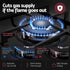 59cm Gas Cooktop 3 Burner Knob Control Glass Hob Cast Iron Black