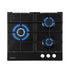 59cm Gas Cooktop 3 Burner Knob Control Glass Hob Cast Iron Black