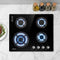 60cm 4 Burner Gas Cooktop Black Glass Built-in Kitchen Stove