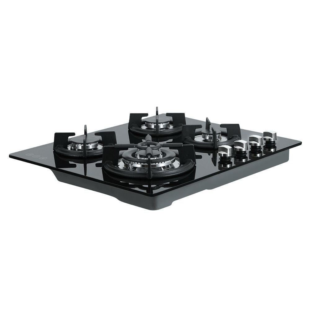 60cm 4 Burner Gas Cooktop Black Glass Built-in Kitchen Stove