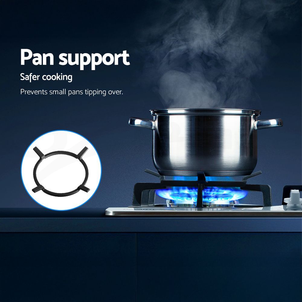 60cm Gas Cooktop – 4 Burners, Wok Burner, Flame Failure, NG/LPG, Stainless