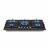 90cm Gas Cooktop 5 Burner – Tempered Glass LPG/NG Triple Crown Black