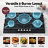 90cm Gas Cooktop 5 Burner – Tempered Glass LPG/NG Triple Crown Black