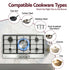 90cm Gas Cooktop 5 Burner – Stainless Steel LPG/NG Triple Crown Silver