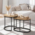 2‑Piece Nesting Coffee Table Set – Black/Natural, Metal Frame, Wood Top