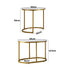 Set of 2 Coffee Table Round Oval Marble Nesting Gold