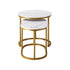 Set of 2 Coffee Table Round Oval Marble Nesting Gold
