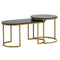 Nesting Coffee Table Set 2 Marble Effect Gold Black Round Oval Tables