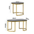 Oikiture Nesting  Coffee Table Set of 2 Marble Effect Gold Black