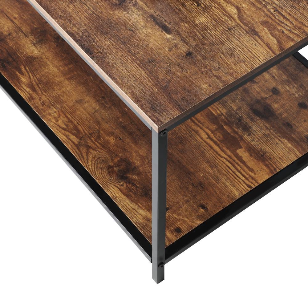 Coffee Table Storage Rack 2-Tier Black&Walnut