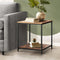 2 Tier Industrial Side Table End Table with Storage Shelf Black Walnut
