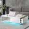 Oikiture LED Coffee Table High Gloss Storage Drawer White