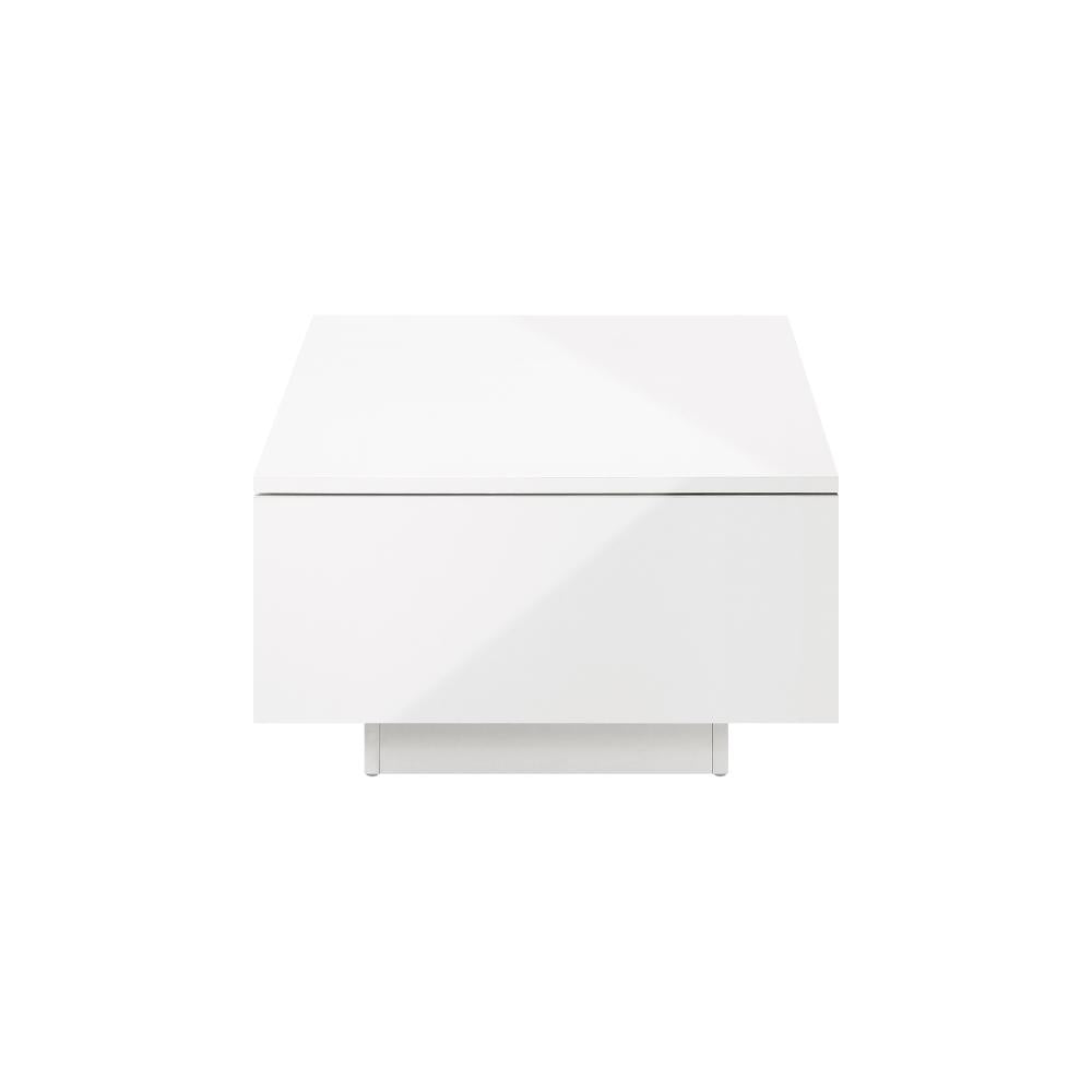 Coffee Table LED High Gloss Storage Drawer White