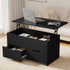 Coffee Lift Up Top Hidden Storage Laptop Desk 2 Drawers Black