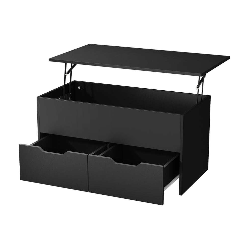 Coffee Lift Up Top Hidden Storage Laptop Desk 2 Drawers Black