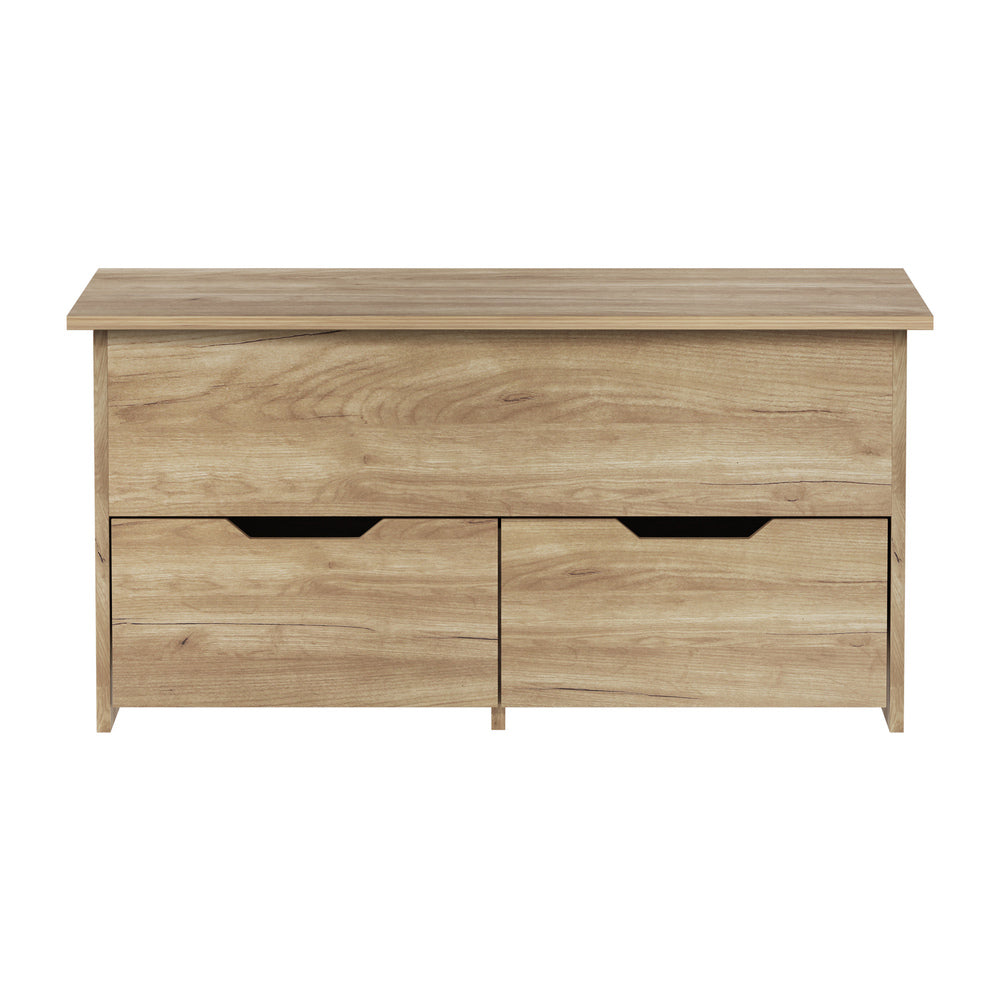 Coffee Lift Up Hidden Storage Laptop Desk 2 Drawers Natural