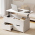 Coffee Lift Up Top Hidden Storage Laptop Desk 2 Drawers White