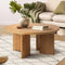 Round Coffee Table Wooden Side Table Natural 75cm