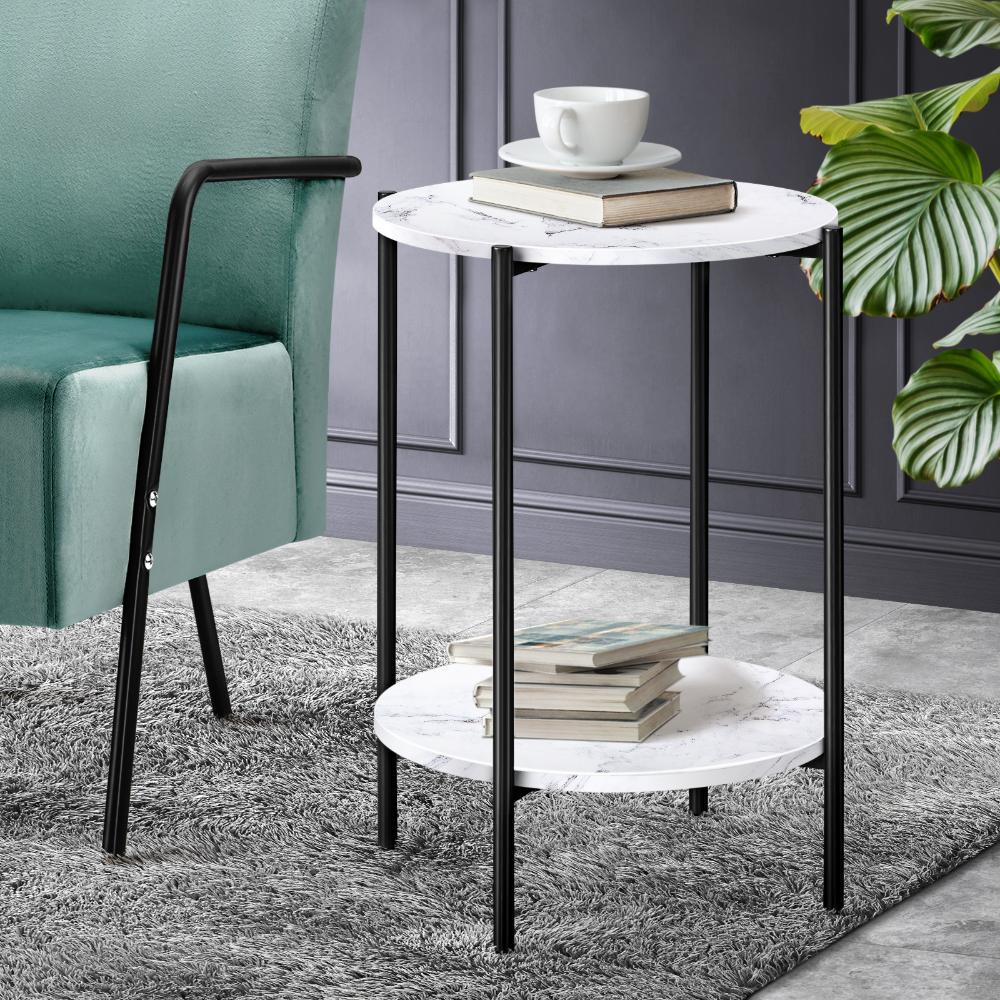 Coffee Table Round Dual-Tier Marble