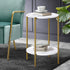 Round Coffee Table 2 Tier Marble Top Metal Gold Frame
