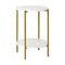 Round Coffee Table 2 Tier Marble Top Metal Gold Frame