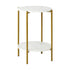 Round Coffee Table 2 Tier Marble Top Metal Gold Frame