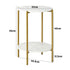 Round Coffee Table 2 Tier Marble Top Metal Gold Frame