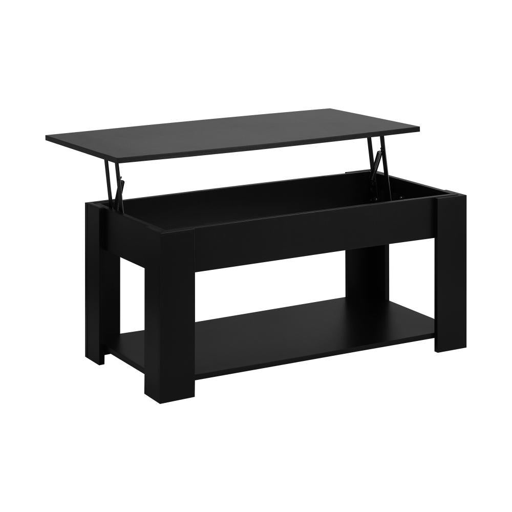 Coffee Table with Lift Up Top Storage Space Wooden Black